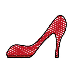 Sticker - color crayon stripe cartoon red high heels shoes vector illustration