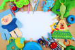 © dyageleva - Children's toys and accessorieson a wooden background