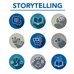 Wall Mural - Storytelling Icon Set with Speech Bubbles