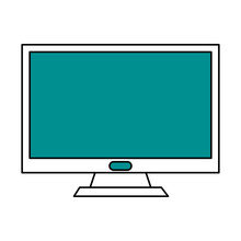 color silhouette image blue lcd monitor desk computer vector illustration