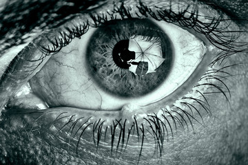 close up of human eye with expression