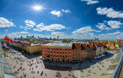 Zdjęcie XXL Panorama starego i nowoczesnego miasta Warszawy. Polska
