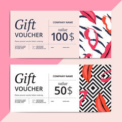 Sticker - Trendy abstract gift voucher card templates.