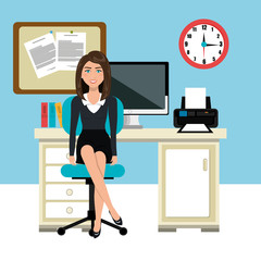 Wall Mural - businesswoman working in the office vector illustration design