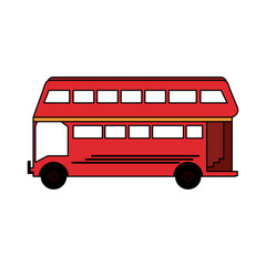 Sticker - colorful silhouette red two floor bus transport vector illustration