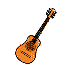 Sticker - color crayon stripe acoustic guitar musical vector illustration