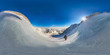 Spherical panorama 360 180 Mountain hiker to climb a mountain of snow couloir