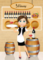 Sticker - girl in the winery