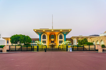 View of the Al Alam palace in the old town of Muscat which is the official residence of the omani sultan.