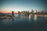 Fototapeta  - Evening Gloom around Brooklyn Bridge and Manhattan - New York