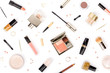 © 123object_stock - set of professional decorative cosmetics, makeup tools and accessory isolated on white background. beauty, fashion and shopping concept. flat lay composition, top view
