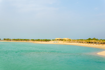 Poster - View of a beach on the Green island park built on reclaimed land in Kuwait.