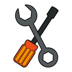 Sticker - colorful silhouette set wrench and screwdriver vector illustration