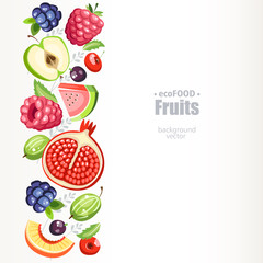 Wall Mural - fresh healthy fruits background vertical