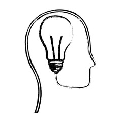 head with bulb light icon over white background. vector illustration