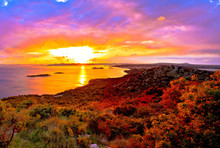 Amazing Colorful Sunset Panorama Of Pakostane Archipelago