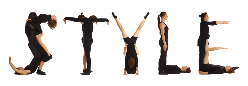 Black dressed people forming word STYLE