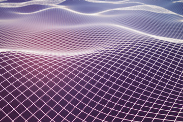 Poster - Pink grid waves