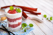 Layered dessert with yoghurt and rhubarb