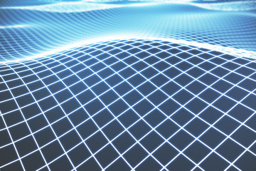 Poster - Blue grid waves