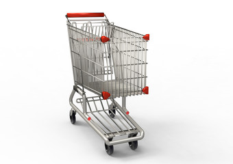 Wall Mural - shopping cart on white background
