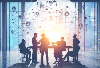 Poster - People in conference room and network