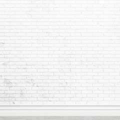 Poster - Old white brick wall texture for background usage as a backdrop design