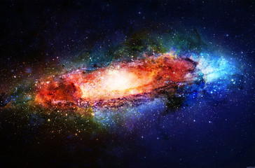 Poster - Cosmic galaxy and stars, color cosmic abstract background.