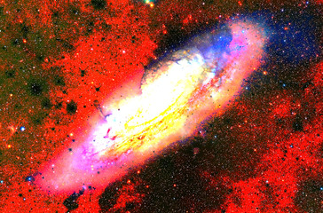 Poster - Cosmic galaxy and stars, color cosmic abstract background.