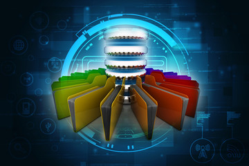 Poster - 3d rendering Database storage data base folder storage
