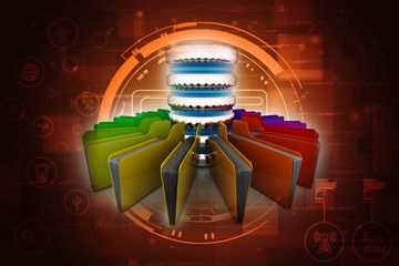 Poster - 3d rendering Database storage data base folder storage
