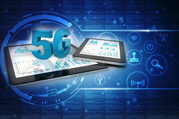 Poster - 3d rendering 5G Network 5G Connection with data
