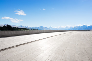 Sticker - empty floor with blue sea in blue sky