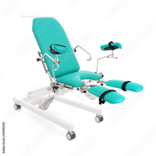 Fotografia, Obraz Gynecological Examination Chair Isolated on White Background