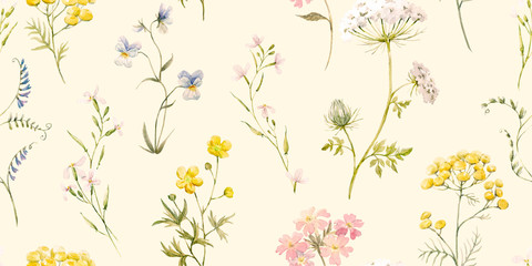 Wall Mural - Watercolor floral pattern