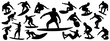 Surfing Silhouette, vector set of surfer silhouette, surf vector pack