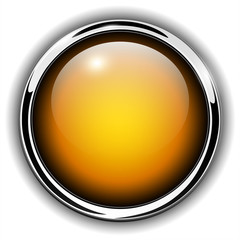 Poster - Button shiny orange, chrome metallic