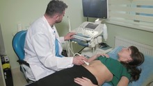 Doctor Doing 3d Ultrasound On Belly Of T Woman In Clinic 4k