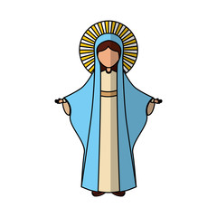 Sticker - Holy virgin mary icon vector illustration design