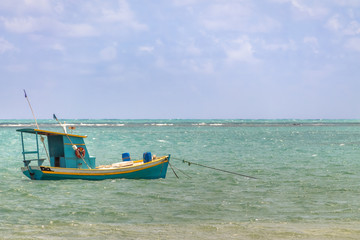 Wall Mural - small fishing boat in brazilian coast - pirangi, rio grande do norte, brazil