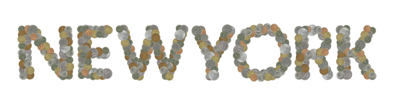 NEWYORK – Coins on white background