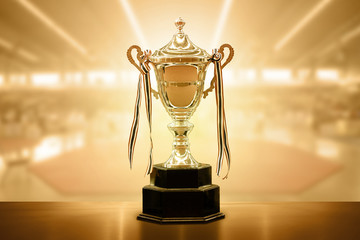 Wall Mural - trophy competition put on the table on the abstract background