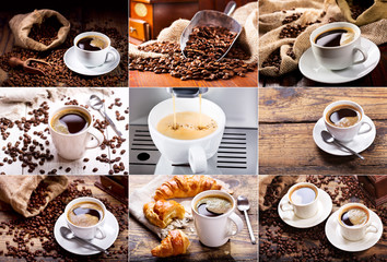 coffee collage of various cups