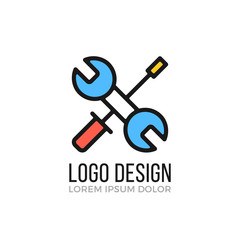 Poster - maintenance, repair logo design concept. crossed wrench and screwdriver icon. vector logo