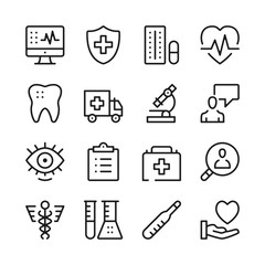 Poster - Healthcare and medicine line icons set. Modern graphic design concepts, simple outline elements collection. Vector line icons