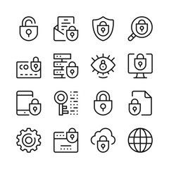Fototapete - Internet security line icons set. Modern graphic design concepts, simple outline elements collection. Vector line icons