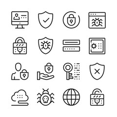 Wall Mural - Computer security line icons set. Modern graphic design concepts, simple outline elements collection. Vector line icons