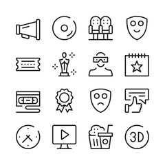 Poster - Cinema line icons set. Modern graphic design concepts, simple outline elements collection. Vector line icons