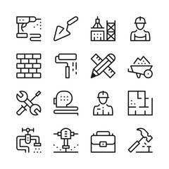 Poster - building and construction line icons set. modern graphic design concepts, simple outline elements co