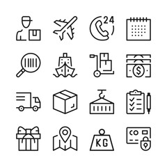Poster - Logistics line icons set. Modern graphic design concepts, simple outline elements collection. Vector line icons